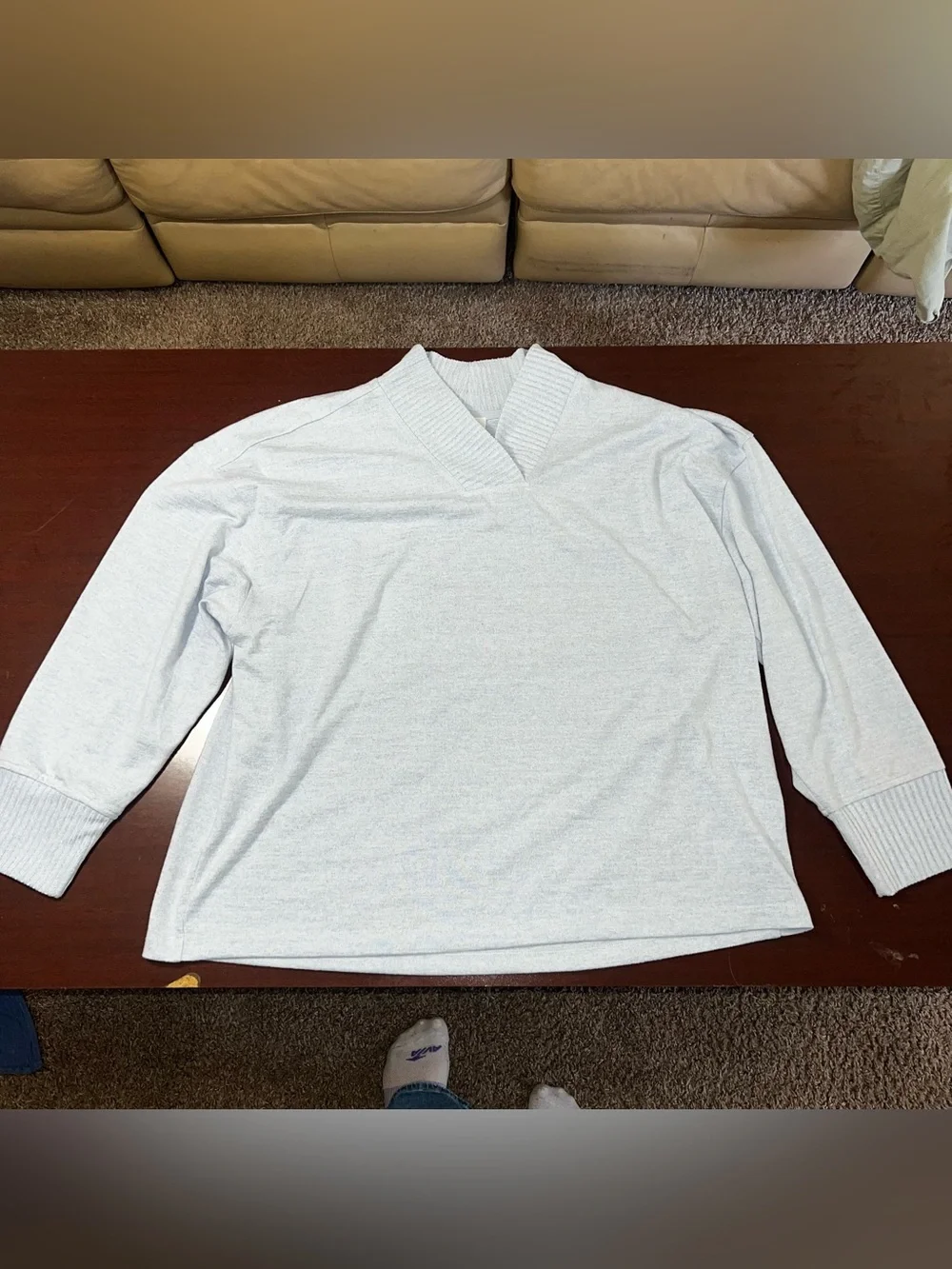 Soft Light Blue Scoop-Neck Pullover Sweater - Picture 2 of 5